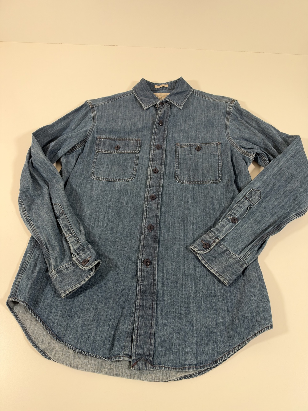Polo Ralph Lauren Shirt Mens L Blue Denim True Indigo Long Sleeve Button Up